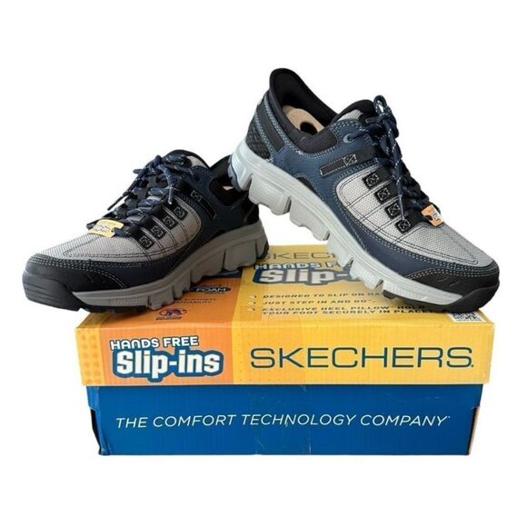 Sketchers Summits AT Slip-ins Shoes Sneakers Hands Free Size 8 Grey Navy - Picture 1 of 11